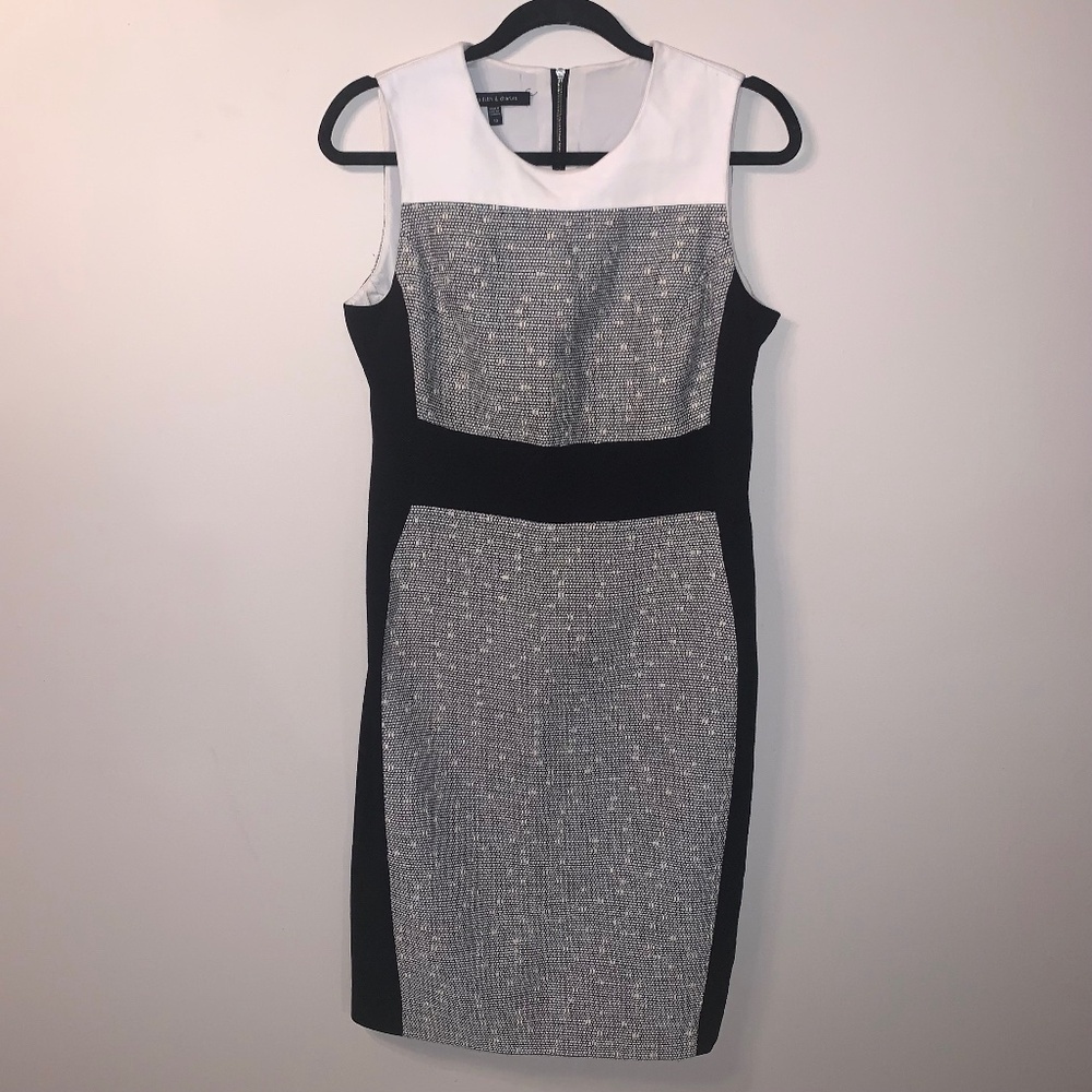 Judith & Charles Tweed Grey White Black Midi Career Dress 10